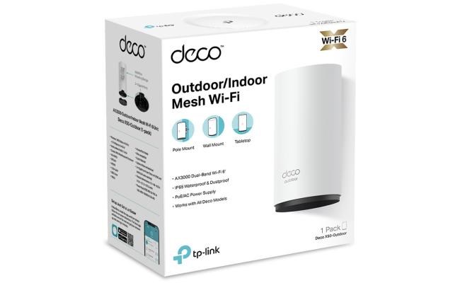 TP-Link Deco X50 Outdoor Mesh WiFi (Deco X50-Outdoor), AX3000 Dual Band WiFi 6 Mesh, 2 Gigabit PoE Ports, 802.3at PoE+,Weatherproof, Works with All Deco Mesh WiFi, Pole/Wall/Tabletop Mount Options,1-Pack